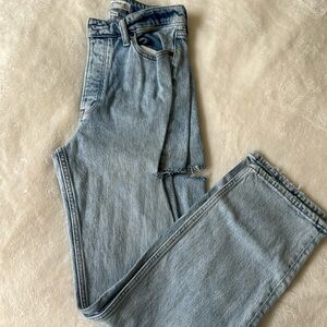 abercrombie high rise dad jeans curve love light wash